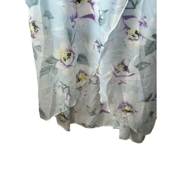 Shein Blue Floral Contrast Lace Floral Print Tulip Hem Cami Dress Sz Medium NEW - Picture 8 of 12